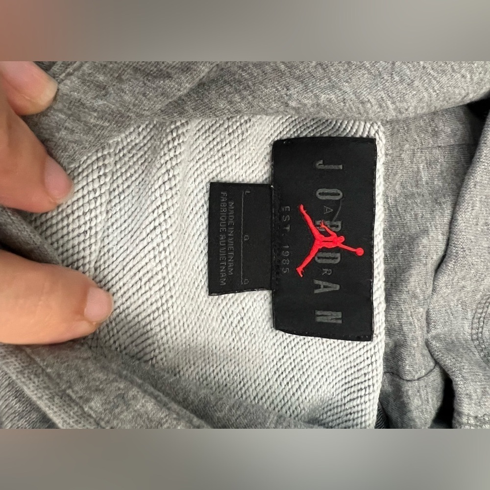 Jordan Jumpman Dri-Fit Hoodie Gray Size L Pullover Sweatshirt Pockets - Picture 3 of 4